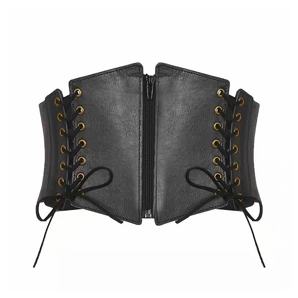 Joukavor Women's Medieval Viking Wide Leather Belt Black Corset Waist Belt Ren Faire Accessory