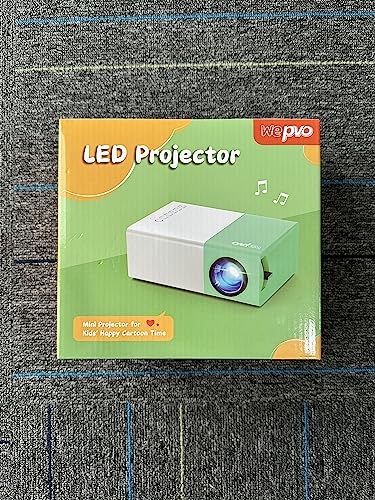 wepvo Projector Mini Portable Outdoor Movie Projectors, LED Pico Video Projector for Home Theater Film Projectors, Compatible with Smartphone/ Tablet/ Laptop/ TV Stick/ PS/ USB
