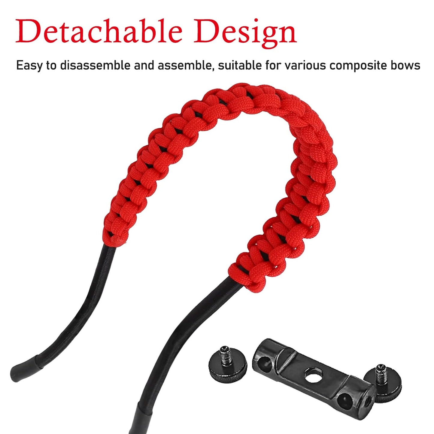 Archery Bow Wrist Sling, 550 Paracord Strap for Compound Bow & Recurve (Red)