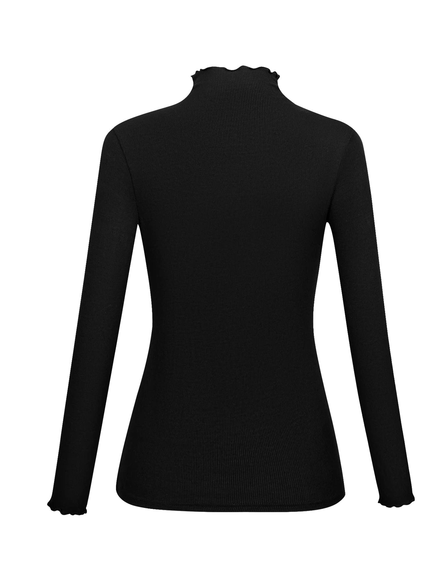 Kindcall Turtle Neck Long Sleeves for Women Ribbed Lightweight Active Shirt Black Medium