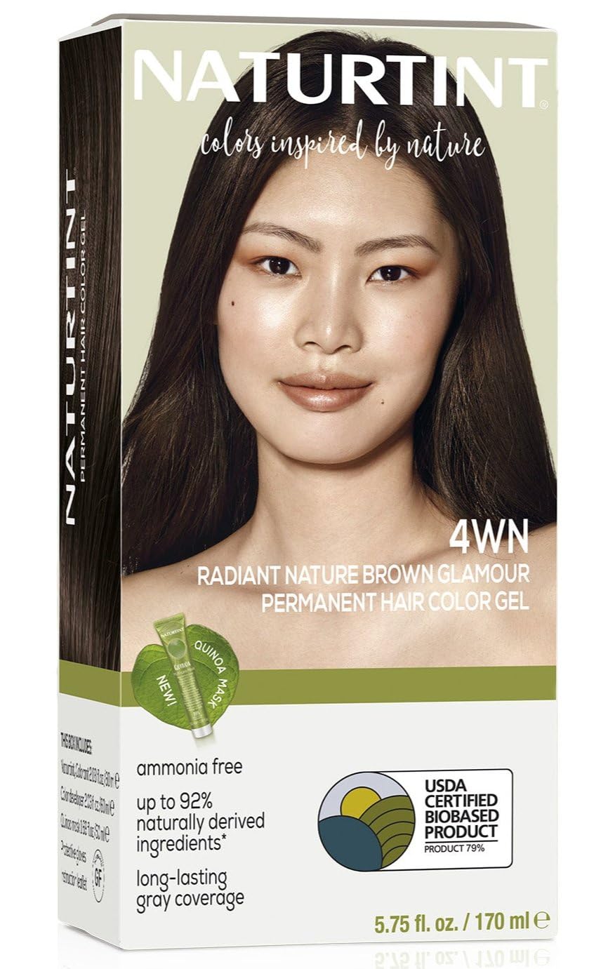 Naturtint 4WN Radiant Nature Brown Glamour Permanent Hair Color (Pack of 1), Ammonia Free, Vegan, Cruelty Free, up to 100% Gray Coverage, Long Lasting Results (Packaging may vary)