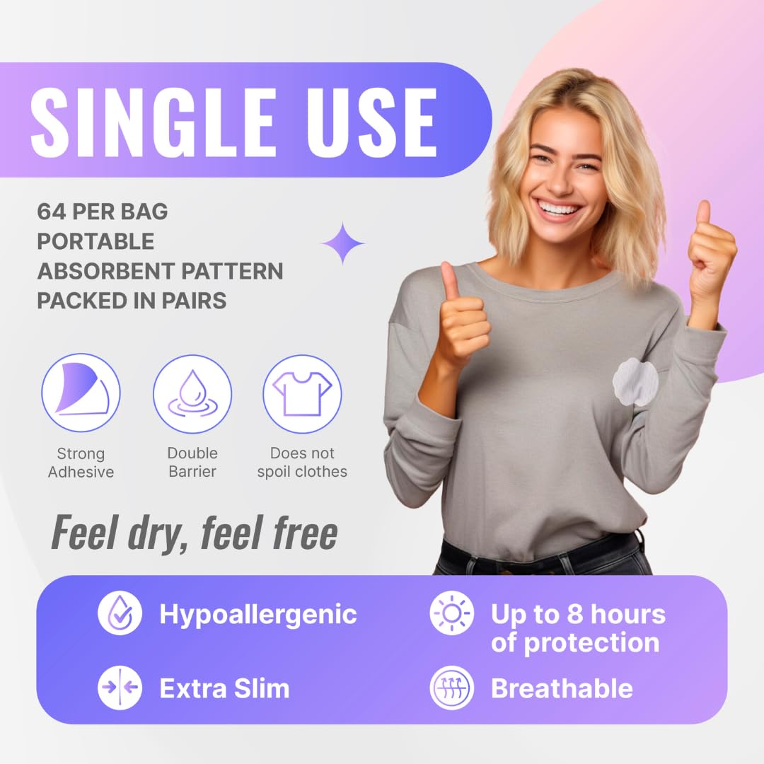 Swearx Armpit Sweat Pads - Underarm Sweat Pads for Women - Absorbent Armpit Shields for Sweating - Underarm Pads for Sweating Women - Discreet Under Arm Pads - Armpit Pads for Sweat Control