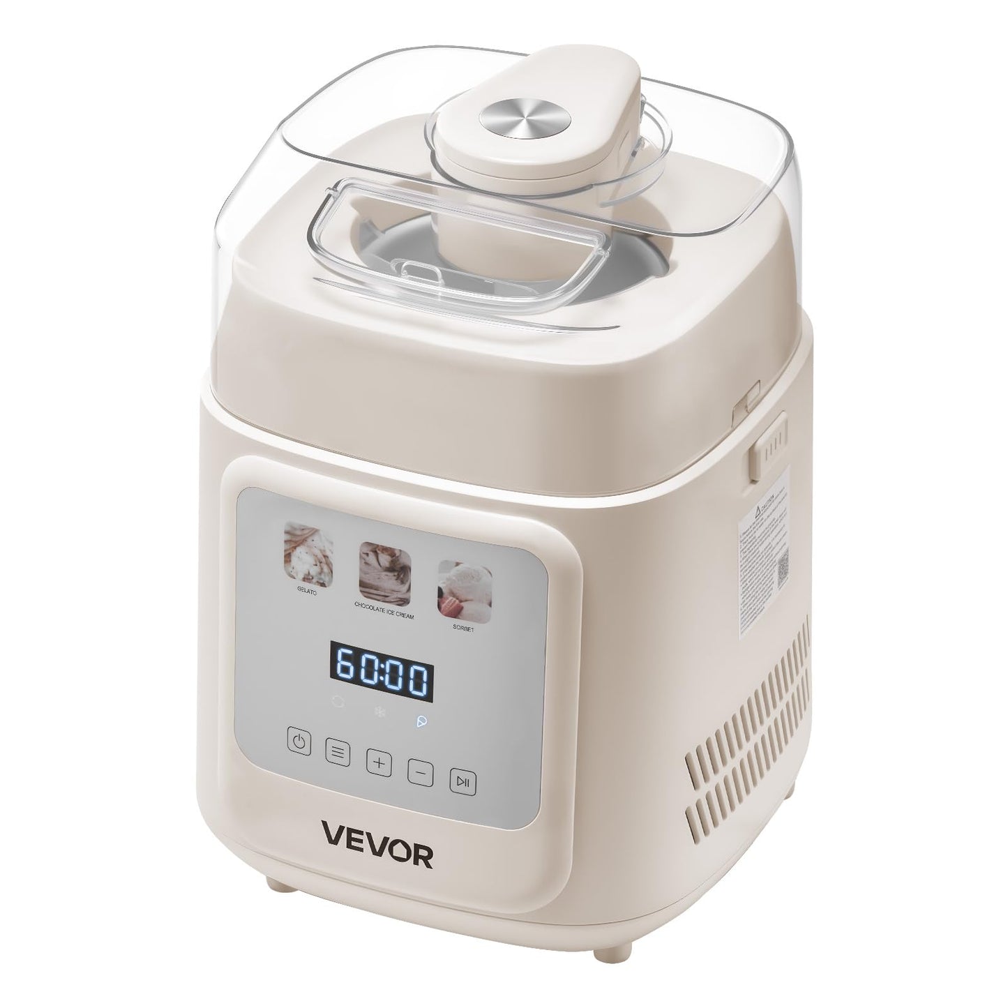 VEVOR Upright Automatic Ice Cream Maker with Built-in Compressor, 1 Quart No Pre-freezing Gelato Maker & Frozen Yogurt Machine, 4 Modes Electric Sorbet-Maker, Compressor Ice Cream Machine for Home