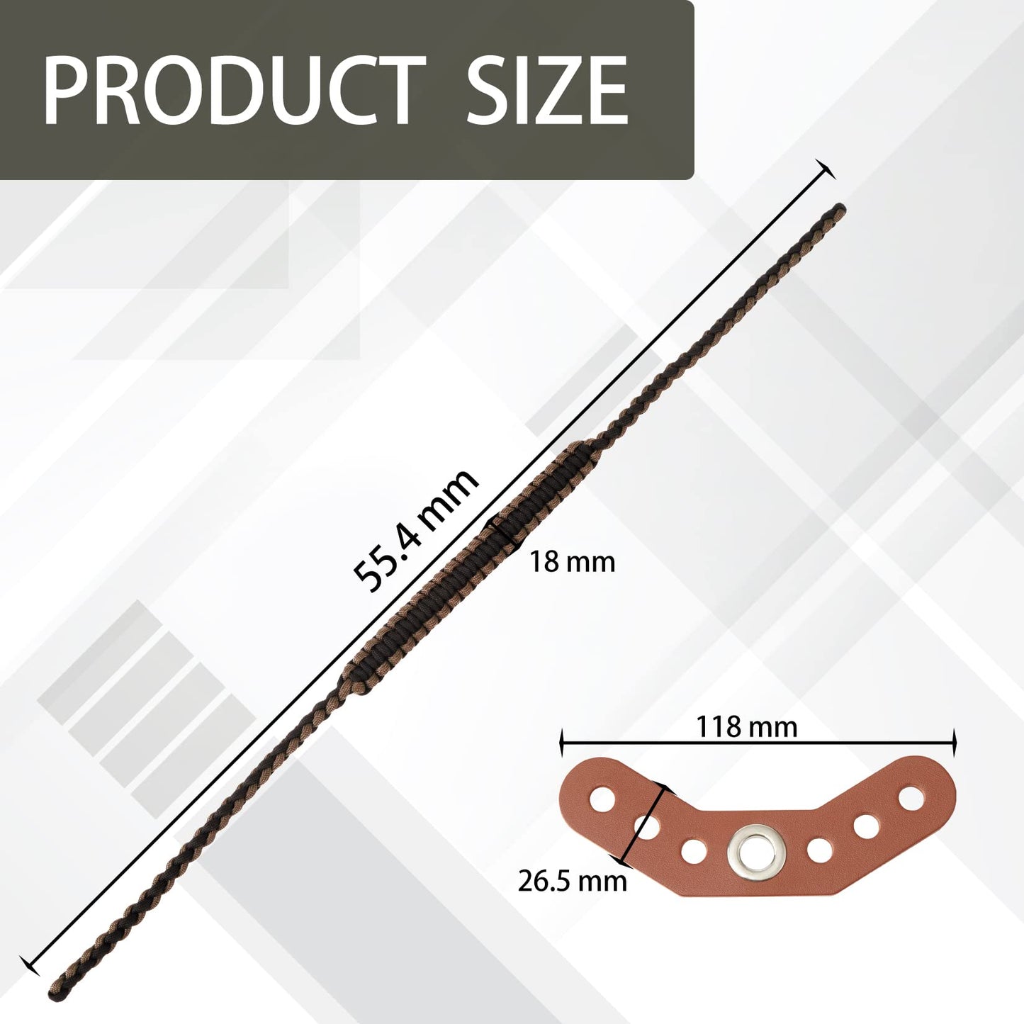 Elm Ray Archery Bow Wrist Sling 550 Paracord,Durable 100% Full Grain Leather with Strong Metal Grommet,Comfortable and Light,Fit Compound Bow Stabilizer & Recurve (Brown&Black)