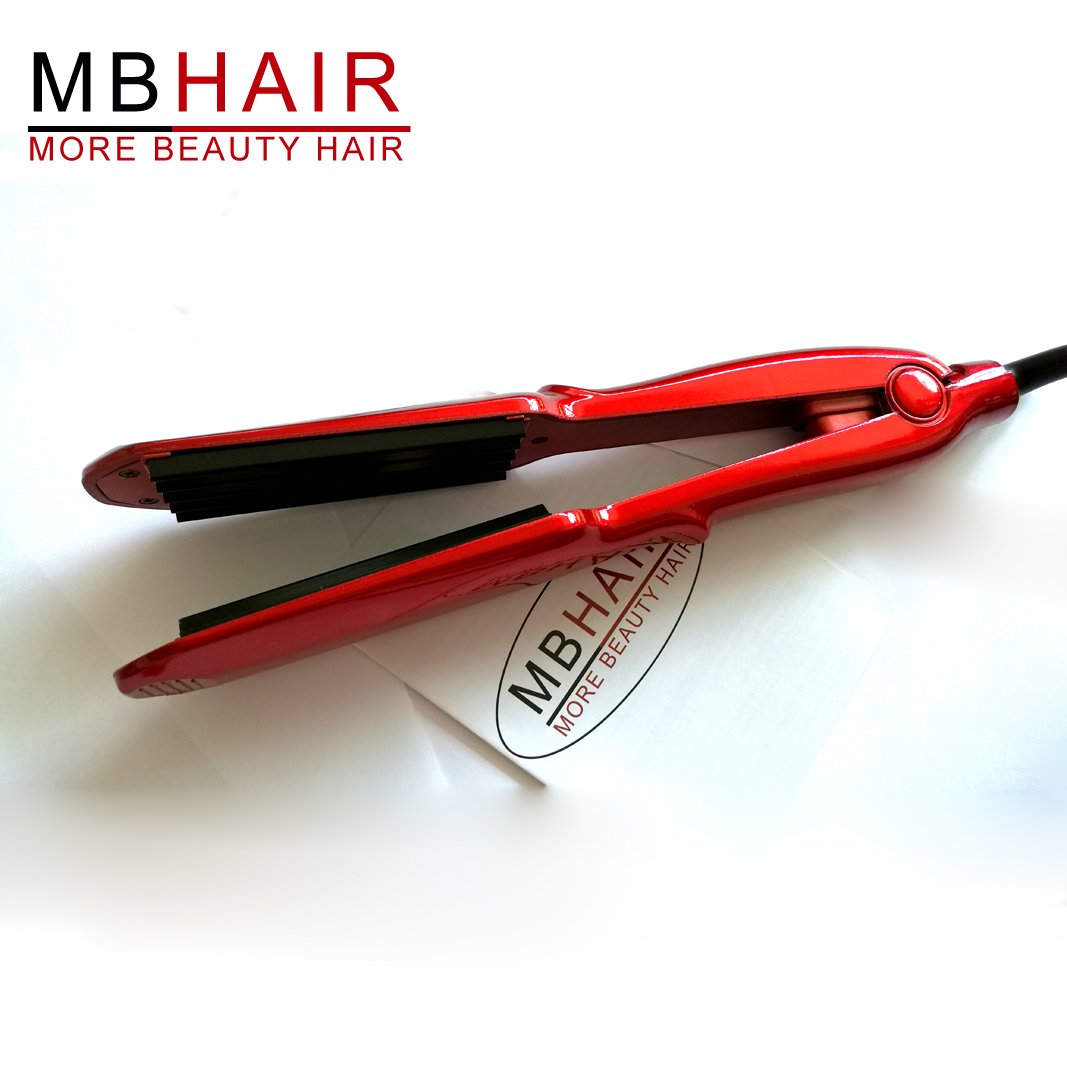 MBHAIR Ceramic Crimper Iron for Fluffy Hairstyle Curling Iron, Corrugation Crimper Hair Irons, Anti Static Ceramic Hair Crimping Iron Adjust Temperature (Red)