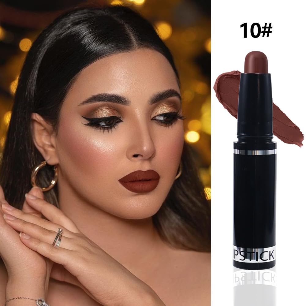 Dark Red Brown Matte Lipstick Crayon Pencil Set,Velvet Lip Stick for Women 24 Hour Long Lasting Waterproof Lip Liner,Magic Lipstick 24 Hours Original Lip Liner Makeup Stain Long Lasting Waterproof