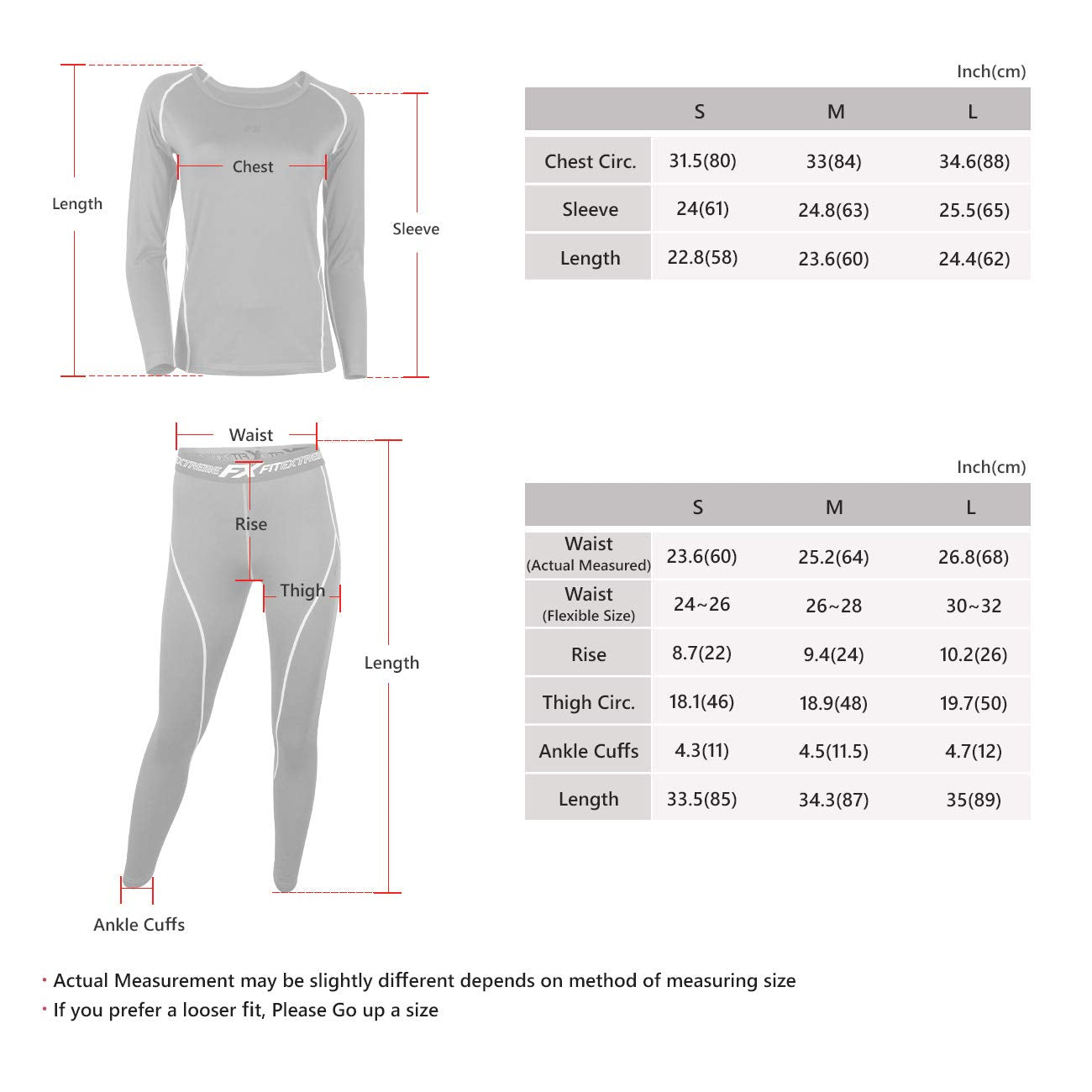 FITEXTREME Womens MAXHEAT Fleece Long Johns Thermal Underwear Set Black L