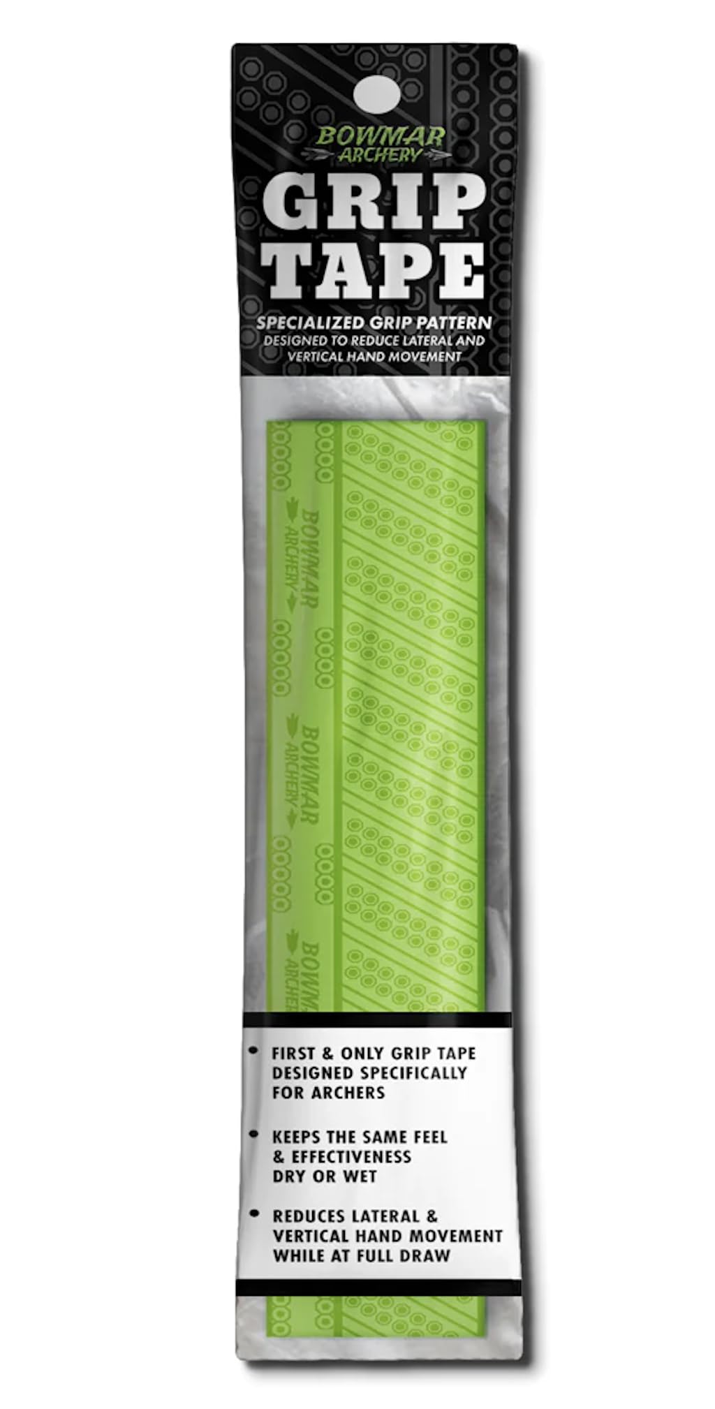 Bowmar Archery Grip Tape, Designed for Archers, Self-Adhering, Effective in Dry or Wet Conditions, Comfortable, Tacky, Easy to Install (Green)