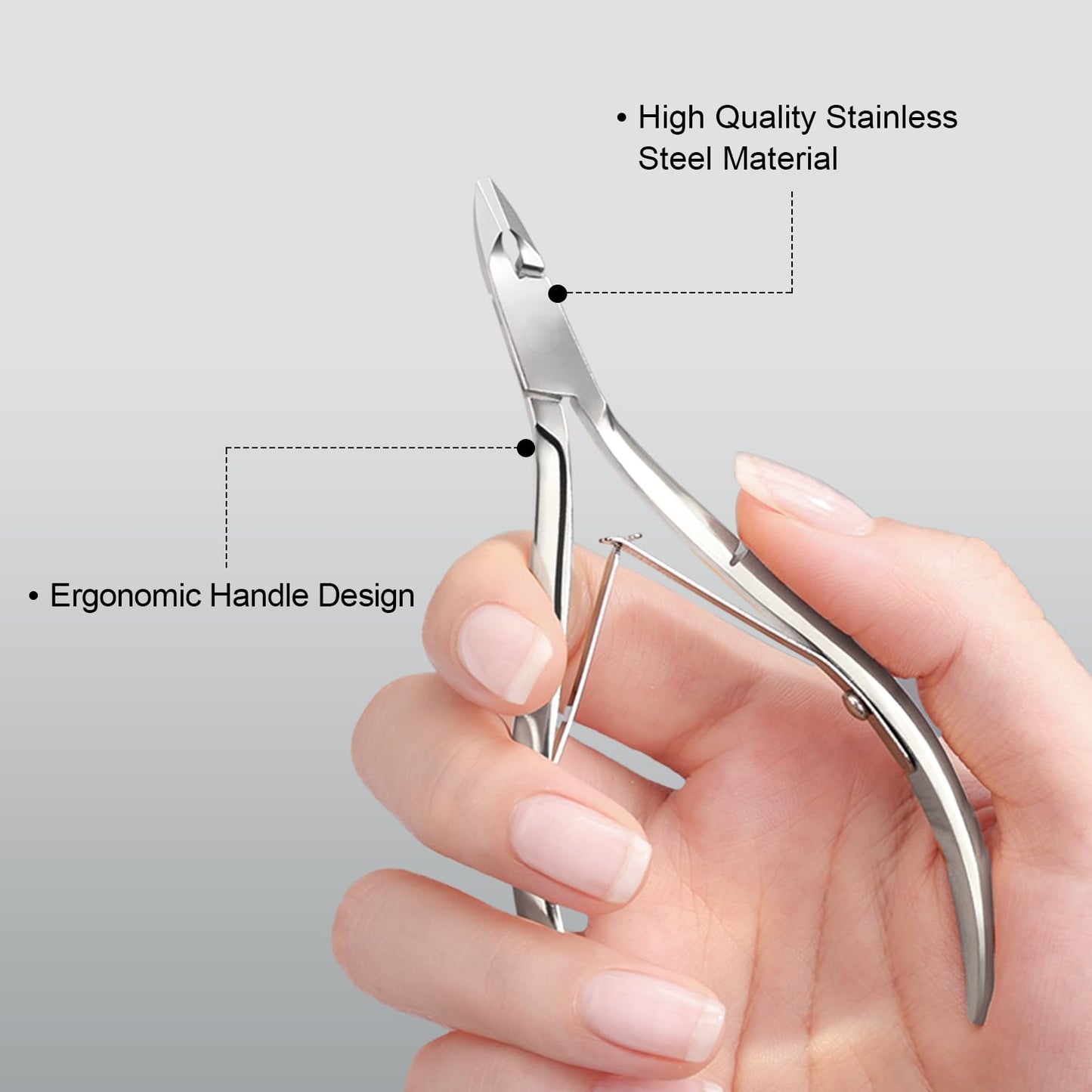 GAOY Professional Cuticle Nippers, Stainless Steel Cuticle Trimmer Nail Clippers, Remover Macicure Tool for Fingernails and Toenails, Silver