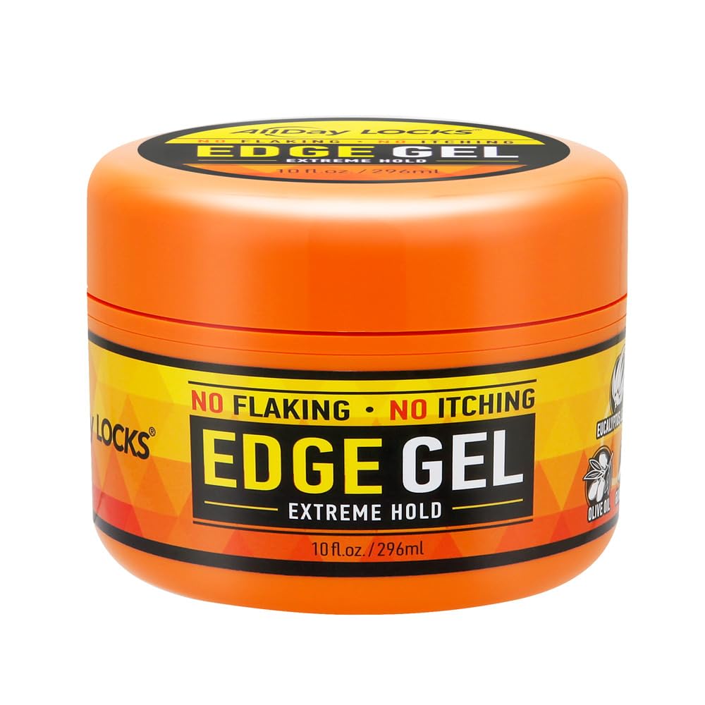 AllDay Locks Edge Gel | Extreme Hold Edge Control Gel | No Flaking, Itching, or Split Ends | Long Lasting Style for Braids, Locks, Twists, Cornrows | 10 oz