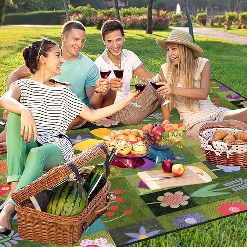 Extra Large Picnic Blankets Waterproof Foldable (60 "x 80") Beach Blanket Waterproof Sandproof,3-Layer Thicking Mat Outdoor Packable Camping Blanket