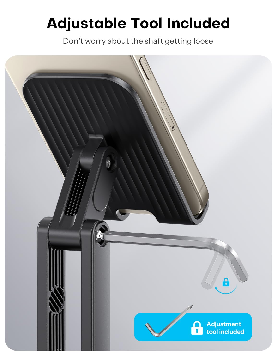 OMOTON Cell Phone Stand for Desk, 2 Pack Adjustable Foldable Phone Holder, 360 Swivel Mobile Stand Fit for iPhone 16 15 14 13 12 Pro Max and All Smart Phones, Black & White