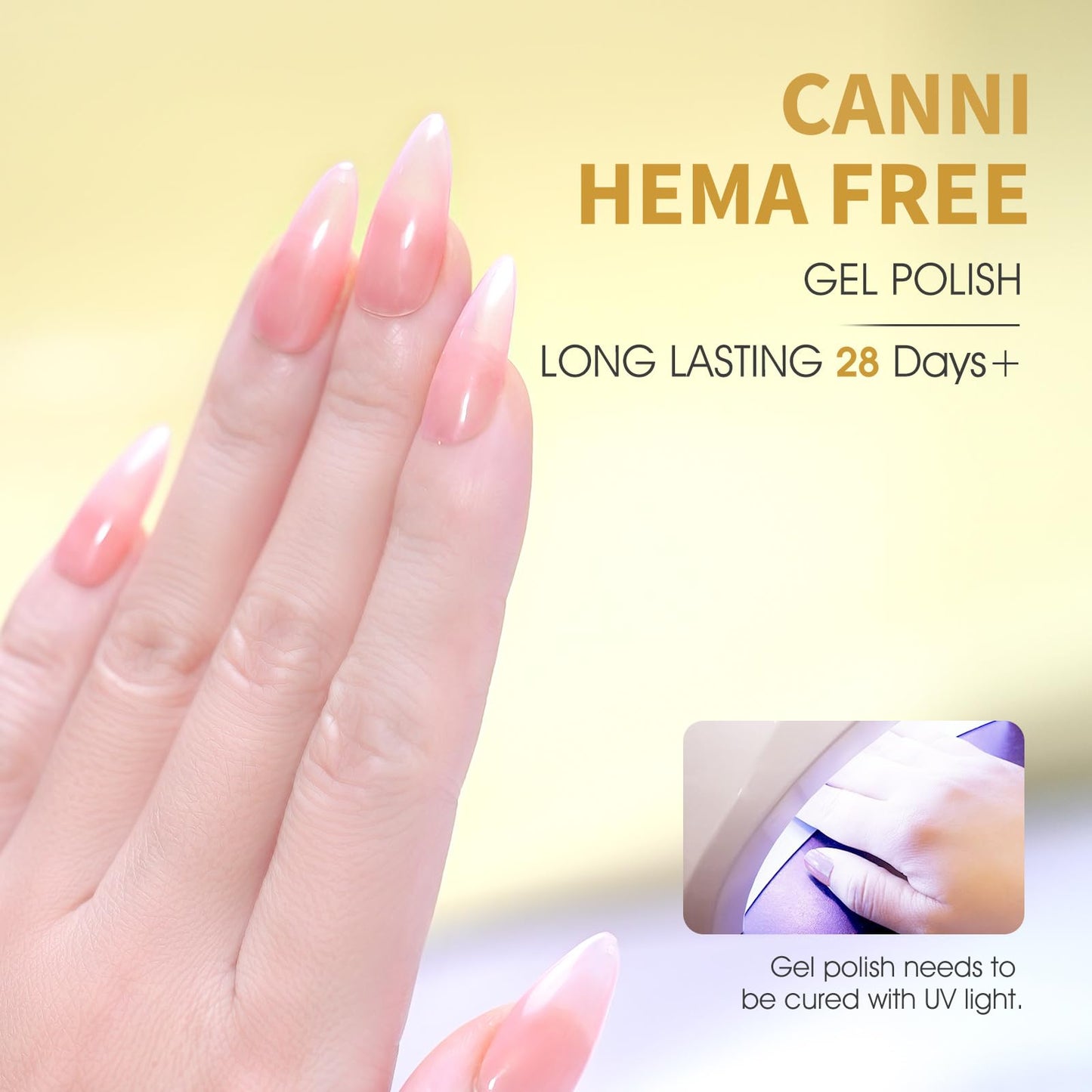 CANNI Jelly Nude Pink Gel Nail Polish, 1Pcs Jelly Nude Pink Gel Polish Translucent Jelly Color Nail Polish Gel High Gloss Soak Off U V Gel Nail French Nail Manicure Salon DIY