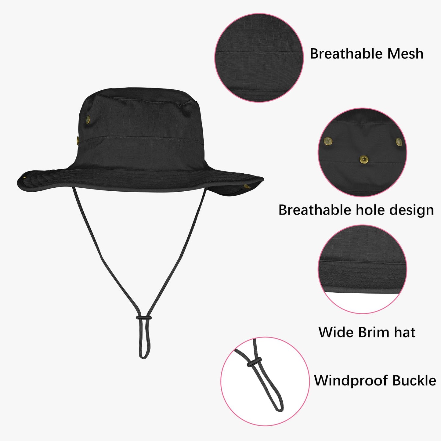 Sun Hats for Men Women Boonie Hat Foldable Fishing Hat UPF 50+ Bucket Hat for Fishing Hiking Garden Safari Beach