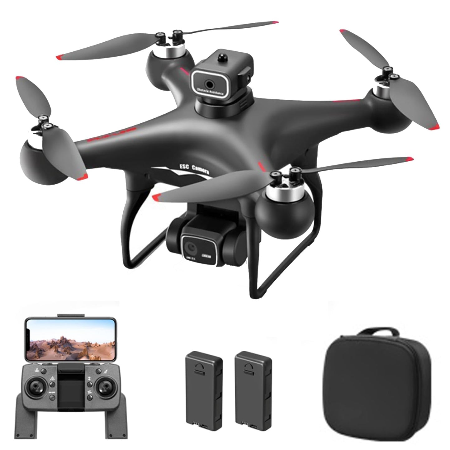 GoolRC S116 Drone with 4K Camera for Adults, RC Quadcopter with Obstacle Avoidance, Optical Flow, Trajectory Flight, Headless Mode, Gravity Sensor, Brushless Motor, Storage Bag and 2 Batteries (Black)