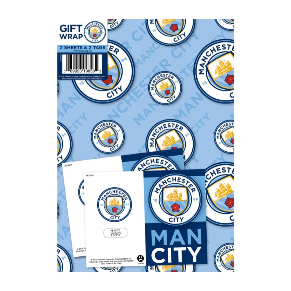 Manchester City FC Paper Gift Wrap Sheets Set (One Size) (Blue/White)