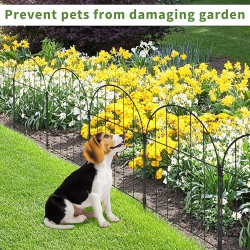 10PACK Garden Fence,11FT(L) x17inch(H) Metal No Dig Fence Animal Barrier Fence,Heavy Duty Rustproof Arched Flower Bed Edging Ornamental Wire Border Panel,Decorative Fence for Yard Patio Outdoor Decor
