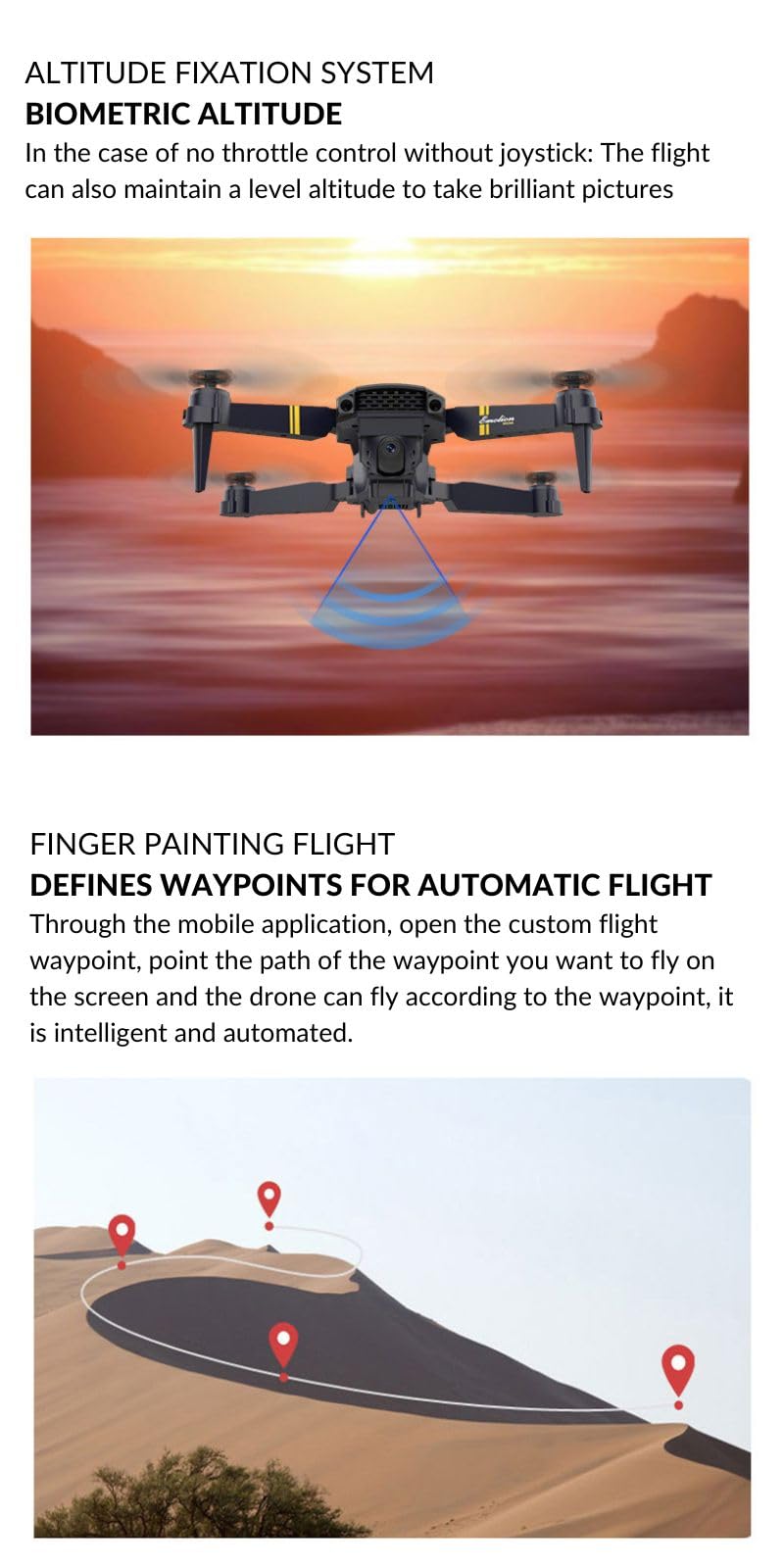 Drone With Camera 4K for Adults & Kids, Falcon for Beginners, Stealth Bird, Thermal, Gimbal, Stabilizer, Small, Easy To Control, Impact Resistant, Lightweight, Compact, Black