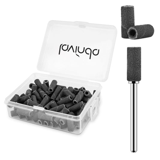 Lavinda Sanding Bands for Nail Drill with 3.1mm Mandrel Bit, 80 Piece Set Mini Small Sanding Bands Nail Drill Bits for Acrylic Nails Gel Manicures and Pedicures (120 Grit, Black)