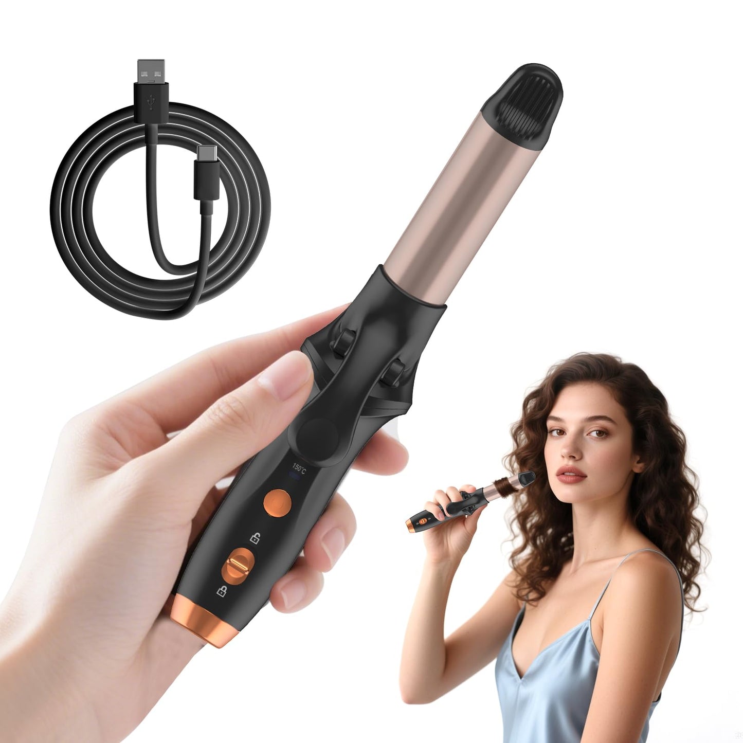 Cordless Curling Iron Hair Straightener: Travel Mini Flat Iron USB Rechargeable 4000 mAh 2 in 1 Small Cordless Portable Hair Curler