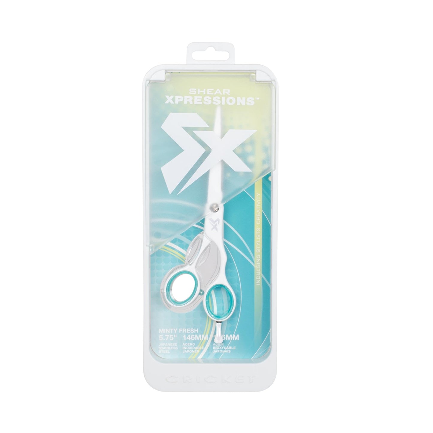 Cricket Shear Xpressions 5.75" Professional Hair Cutting Scissors - Barber Scissors, Japanese Stainless Steel, Comfort Silencer, Ideal for Stylists and Home Use, Minty Fresh
