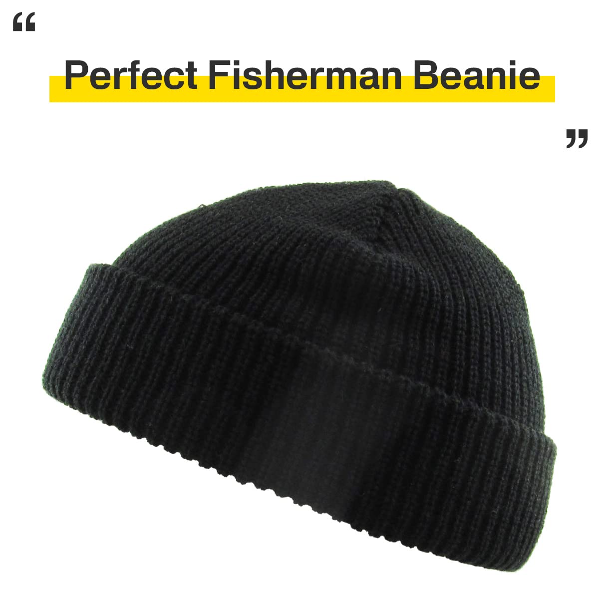 KBW-282 BLK Classic Warm Winter Fisherman Beanie Hats Acrylic Ribbed Knit Cuff Daily Cap