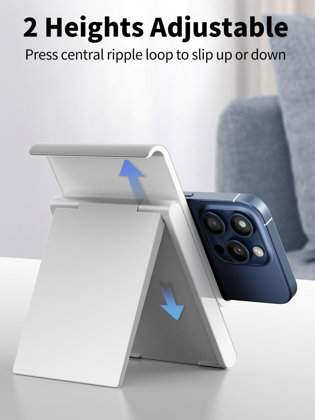 SAIJI Adjustable Tablet Stand Holder Portable Foldable Desktop Stand Dock Compatible for iPad, iPhone, Nintendo Switch, Samsung Galaxy and Kindle Fire Tablets – Gray