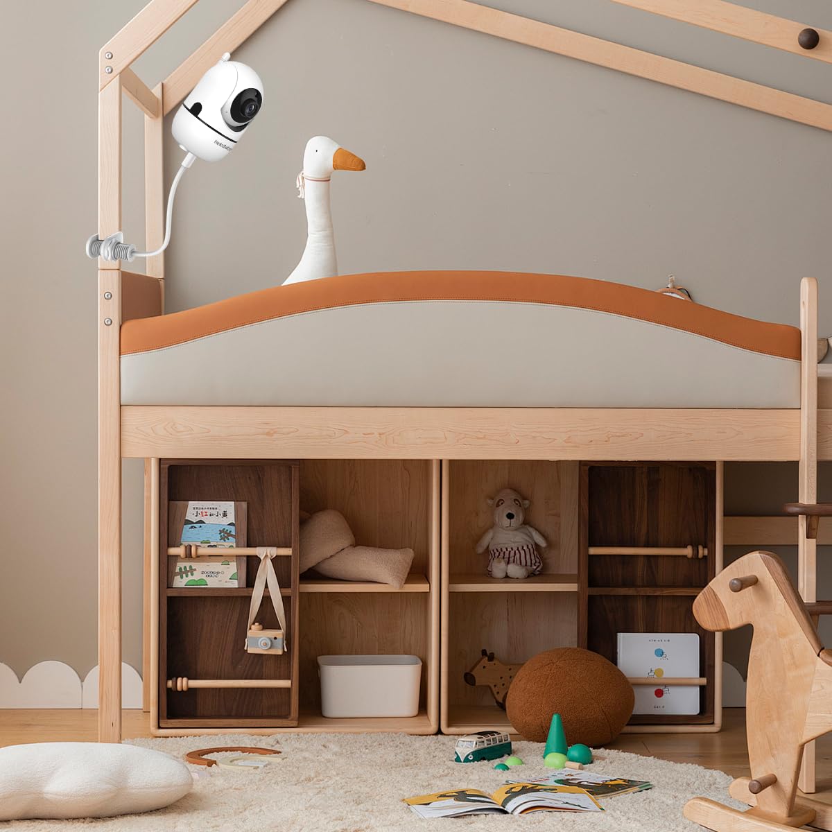 HelloBaby 720P Mountable Baby Monitor with Camera and Audio No WiFi, 5.5'' HD Easy Set Up Video Baby Monitor, Remote Pan Tilt Zoom, Night Light, 4000mAh Battery, 1000ft, 2-Way Audio 1080P Camera