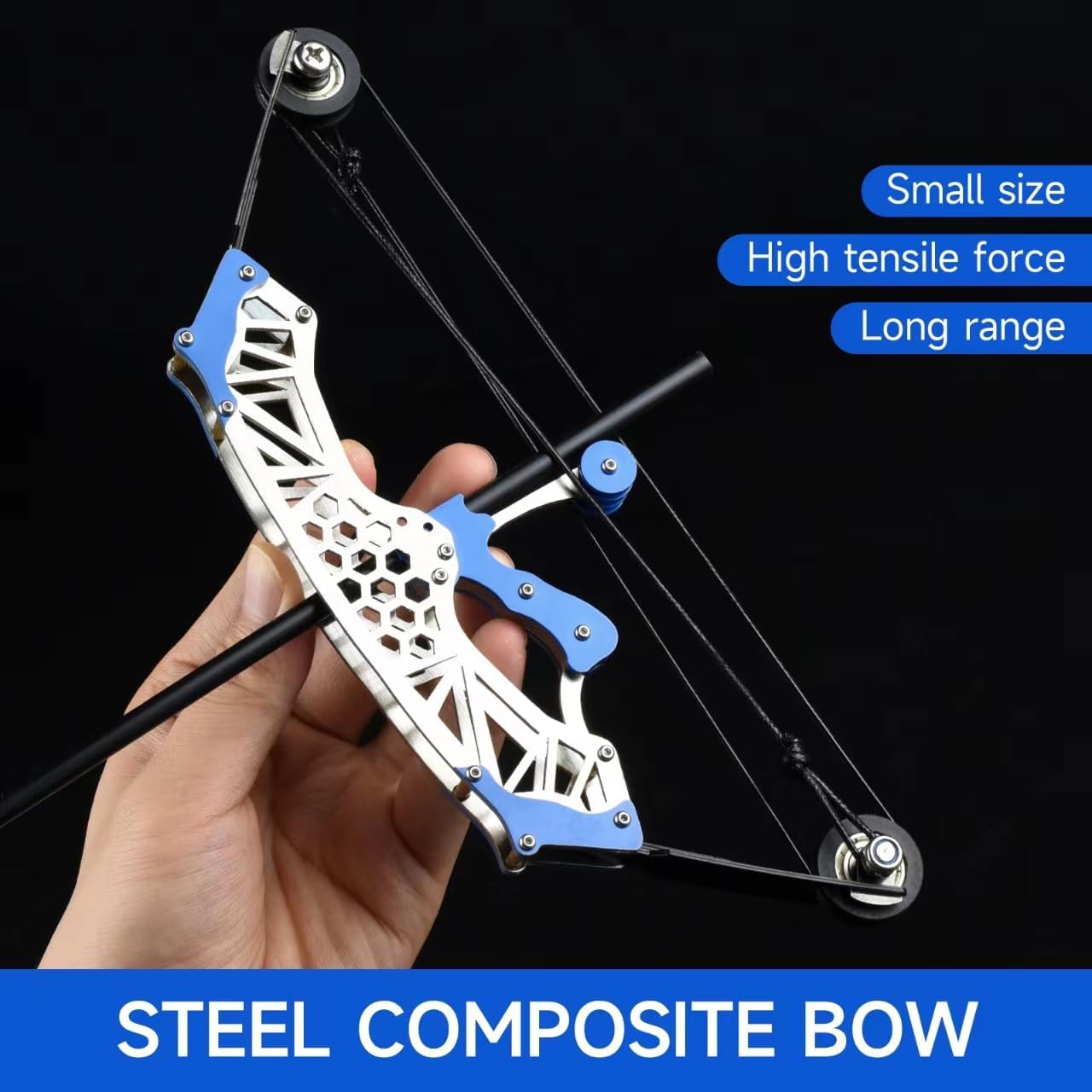 Mini Archery Bow Set Right Hand Mini Compound Bow Mini Hunting Bow Metal Material Catapult RH/LH for Hunting Shooting Practice Archery Entertainment Fun Hexagonal Black Wheel Style