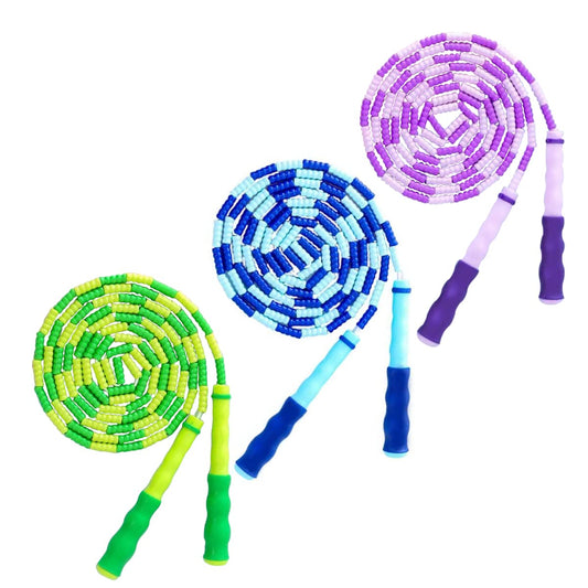 TYSISKNO 3 Pack Jump Rope for Kids Girls and Boys, Soft Beaded Jump Ropes, Adjustable Skipping Rope, Workout and Weight Loss,9.2Ft(Blue&Green&Purple)