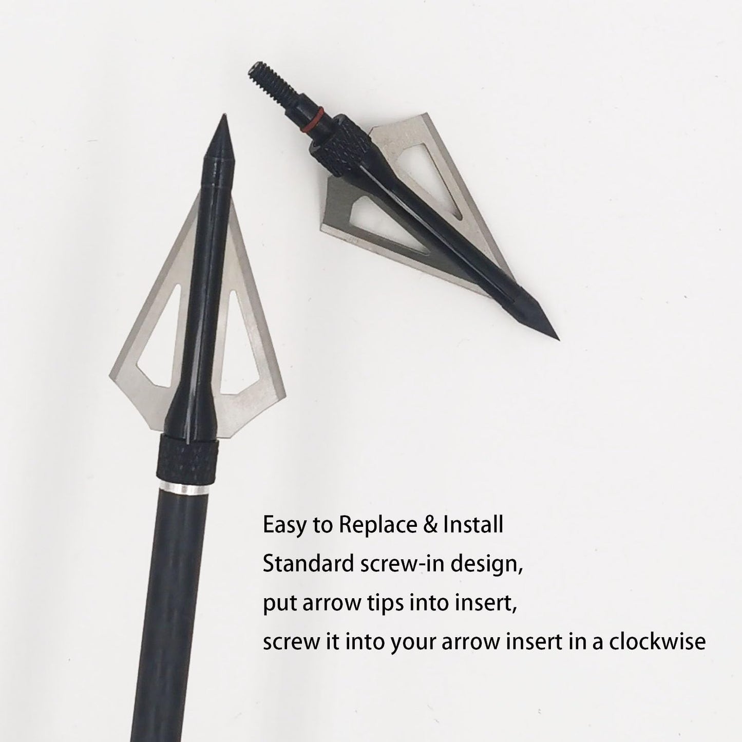 Flying Swifts Hunting Broadheads 3 Blades Archery Broadheads 100Grain 12PK Screw-in Arrow Heads Arrow Tips Compatible with Traditional Bows and Compound Bow Archery Hunting