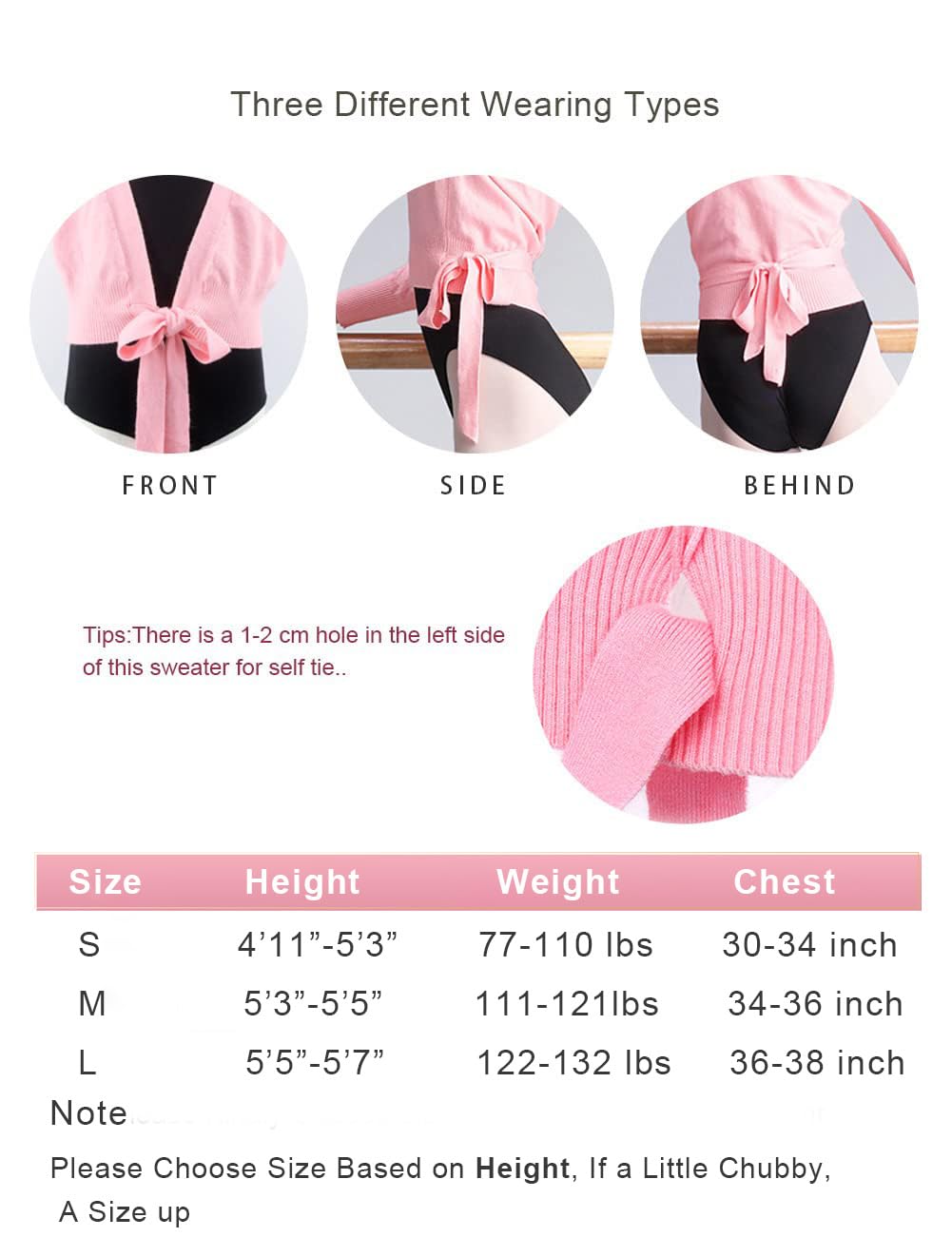 Daydance Women Ballet Sweater Pink Soft Dance Wrap Tops Cardigan