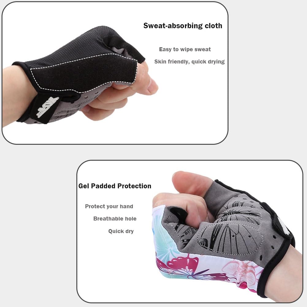 DuShow Cycling Gloves Women Half Finger Gel Padded Bike Gloves for Women Cycling Mountain Road Bicycle Biking Fingerless Gloves Anti-Slip Shock-Absorbing Bicycle Short Gloves(Pink,M)
