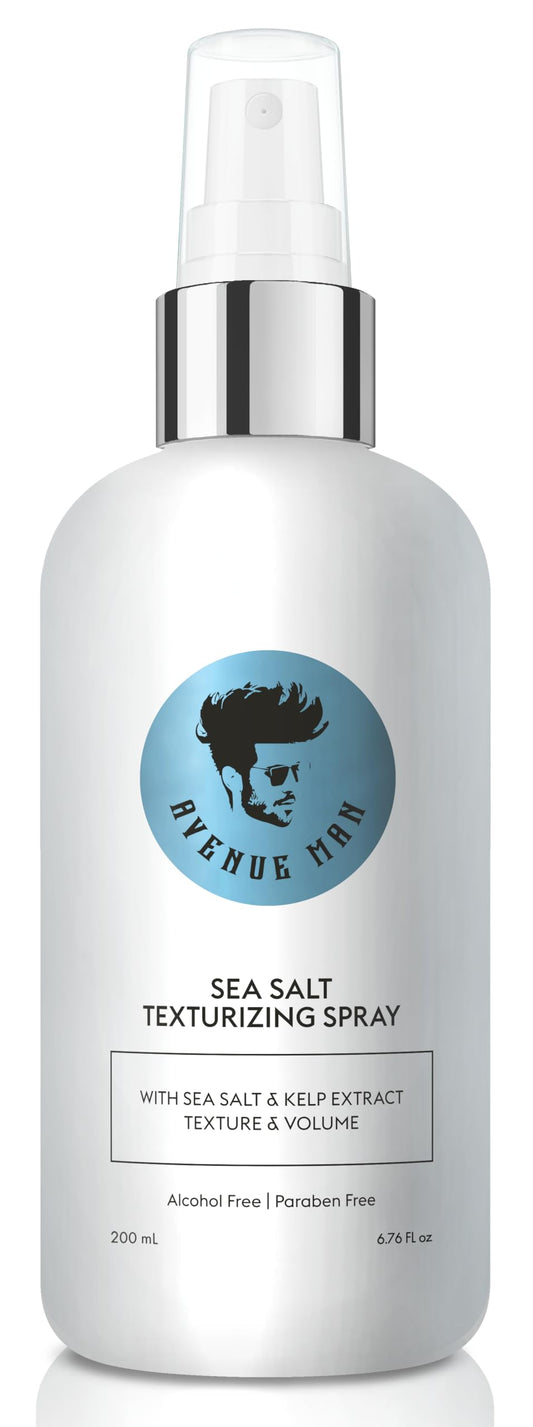 Avenue Man Sea Salt Spray for Men - Texturizing & Thickening Sea Salt Hair Spray for Men with Kelp and Brown Seaweed Extract - Paraben, Sulfate-Free - Add Volume and Texture Beach Hair Spray 6.76 Oz