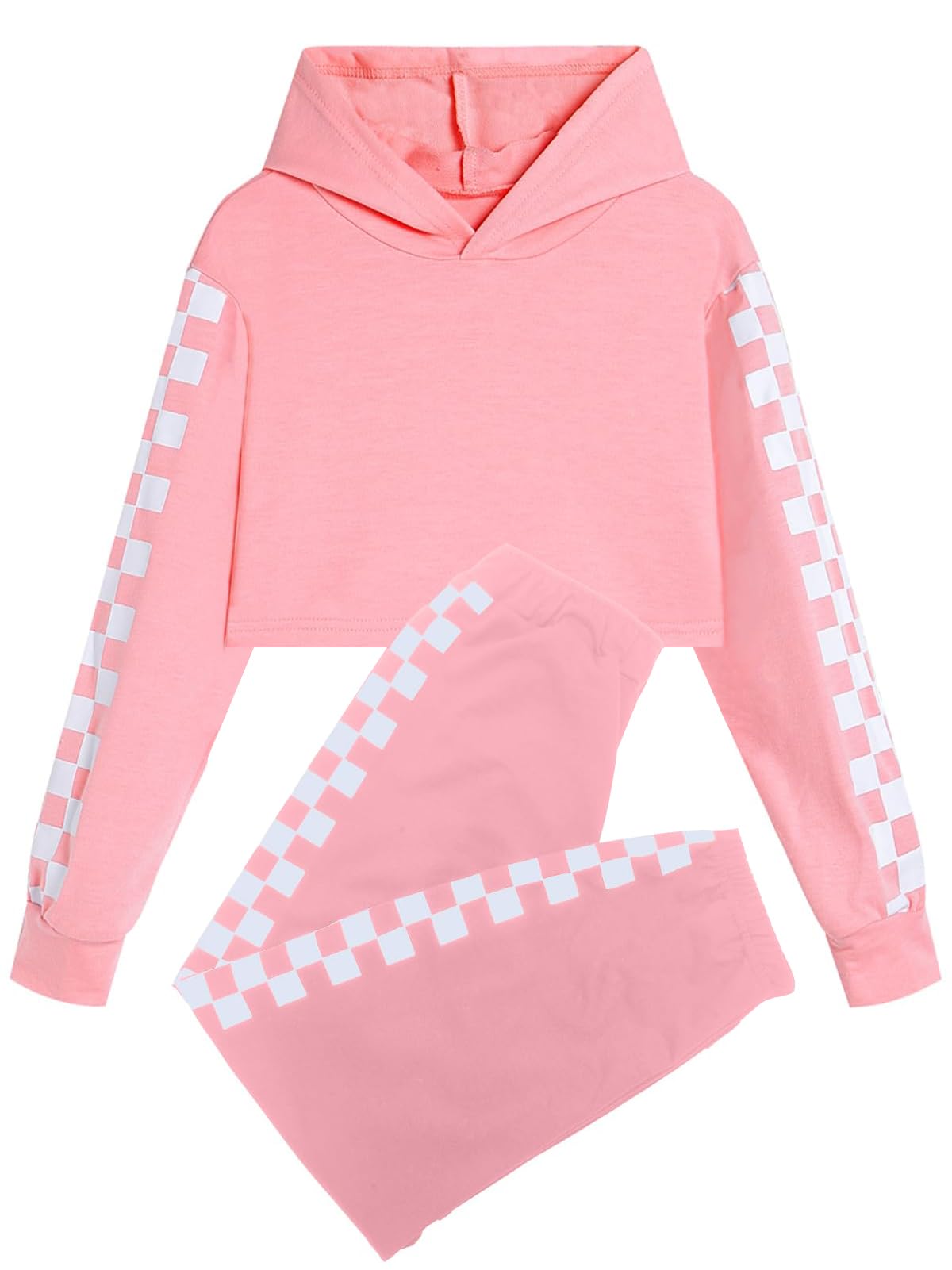 Frogwill Girls Crop Tops Hoodies Fall Winter 2 pieces Outfit and Sweatpants 7-8 Years, Pink