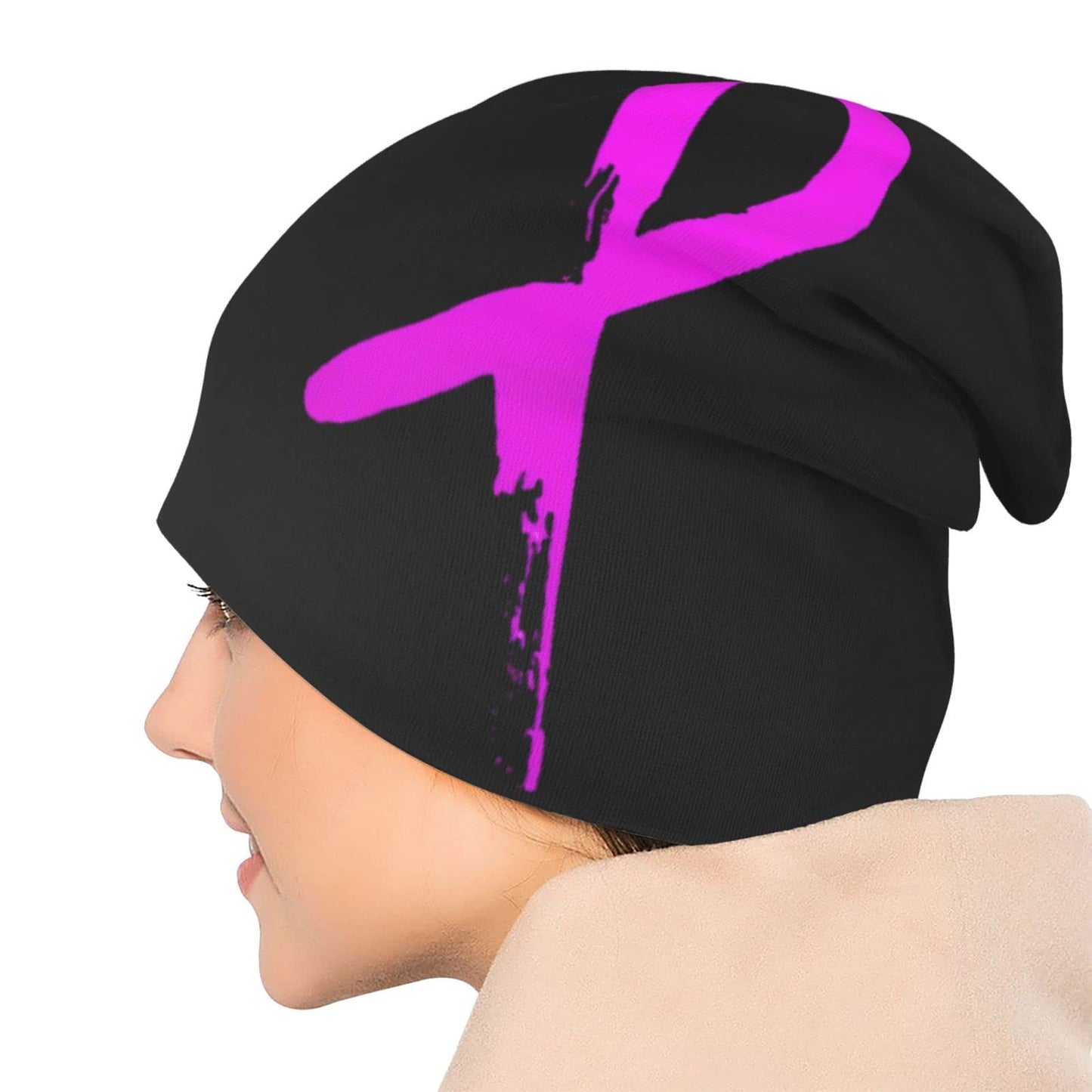 Breast Cancer Beanie Chemo Hat Cancer Headwear Knitted Hats Baggy Slouchy Knit Hat Scarf Cap for Adults Women Men
