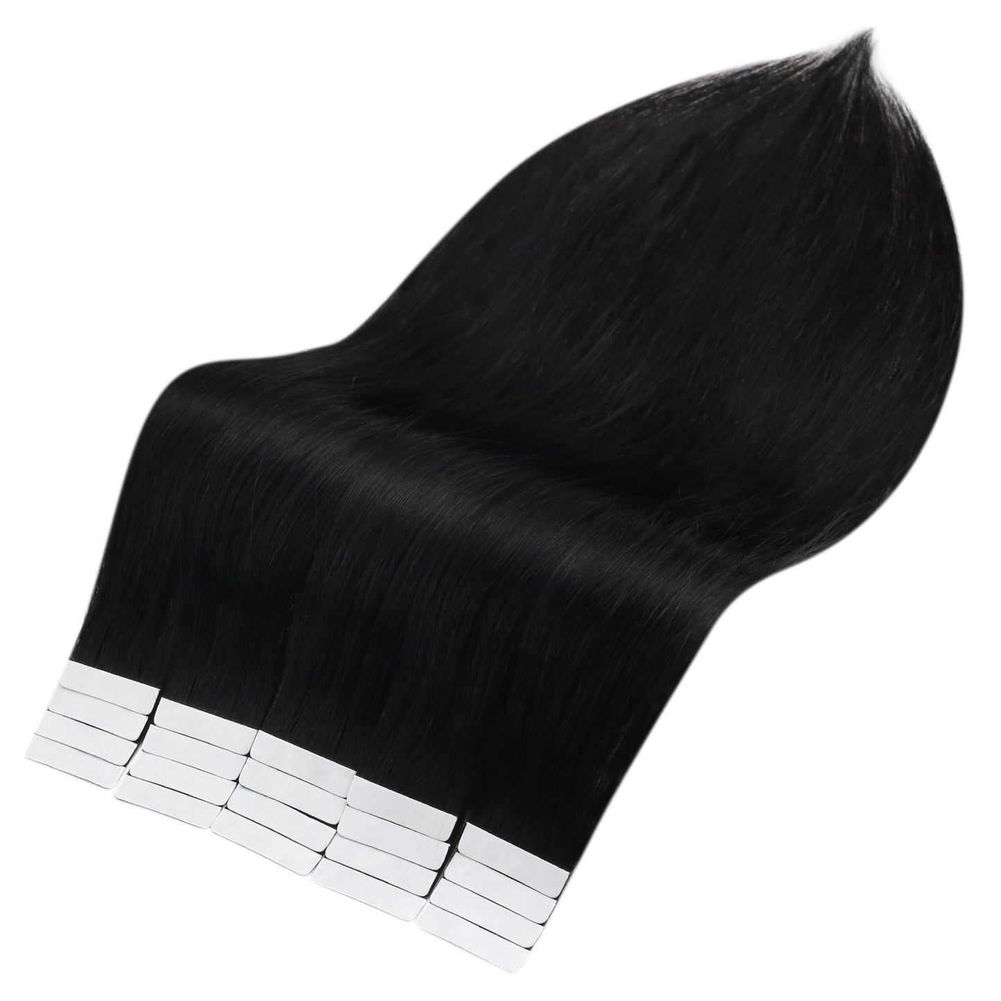 Full Shine Tape in Hair Extensions Human Hair 20 Inch Soft Straight Tape Extensions Color 1 Jet Black Invisible Tape in Hair Extensions 40 Pcs Seamless Skin Weft Hair Extensions Tape in 100Gram