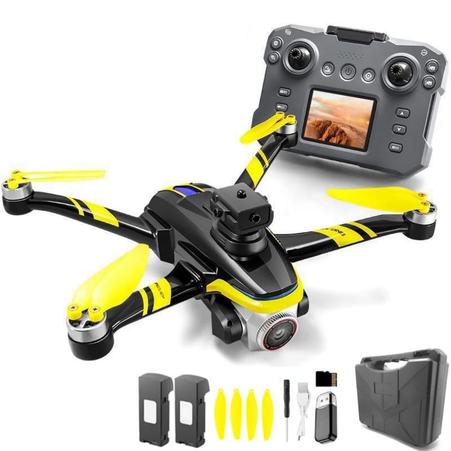 RC Drone With Screen Display Remote Control, Dual Camera, Optical Flow Hover, LED Lights, Speed Adjustment, Gravity Sensor, Brushless Motor, Trajectory Flight, 360 Degree Flip, APP Control, Headless Mode, One-Key Takeoff/Landing, Obstacle Avoidance, Impac