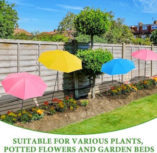 3 Pack Plant Umbrellas for Outdoor Plants - Adjustable Height Garden Umbrella Shade for Potted Plants Garden Beds Flower Pot, Provide Shade to ‌Defend Plants from Blazing Sun, Upgraded Larger Size