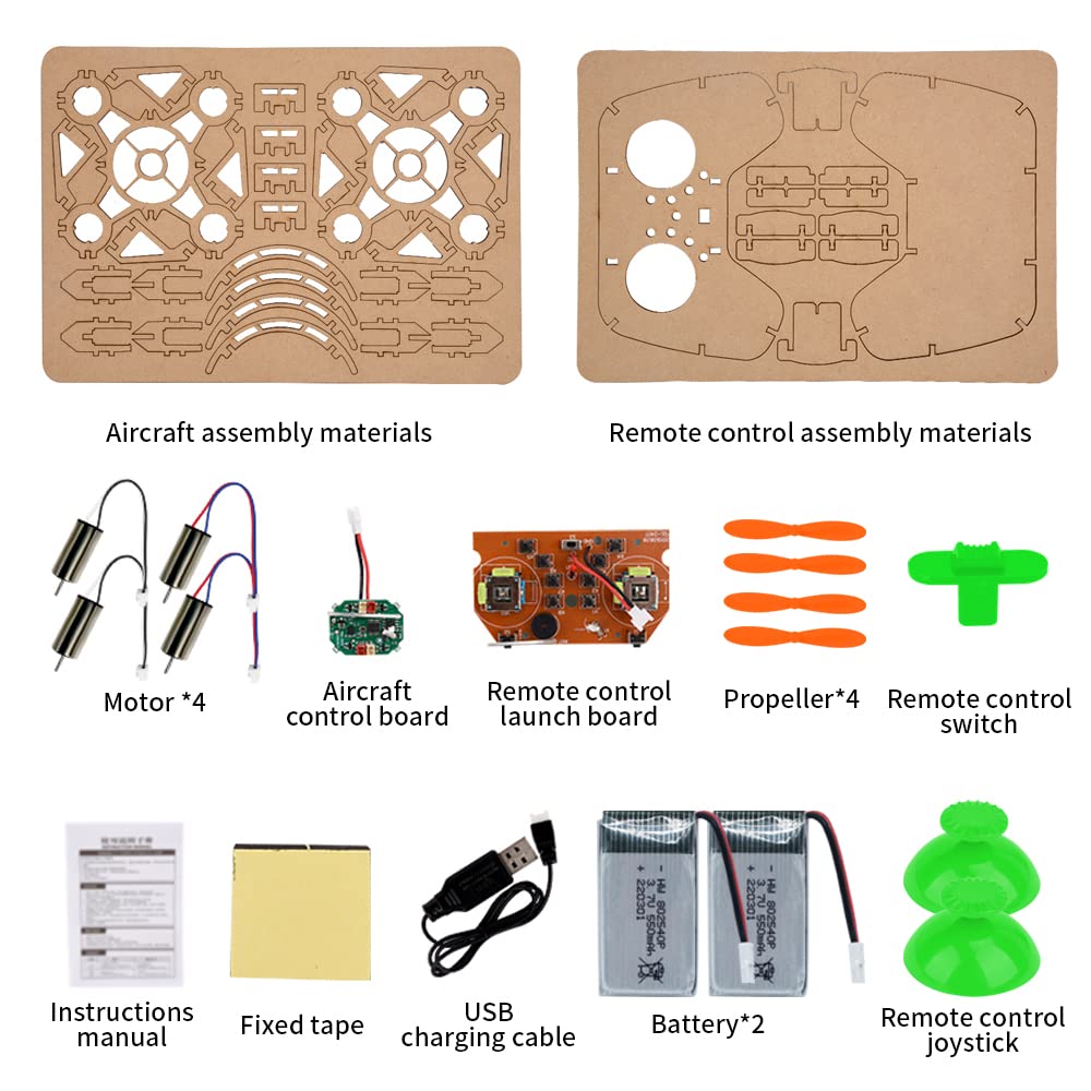 Diy Mini Wooden Drone RC Quadcopter Building Kits for Kids or Beginner,School Educational Science Kits Remote Control for Boys and Girls and Teens(Ages 5-7, 5-9, 8-12, 10+) gkfescc XYQ-2