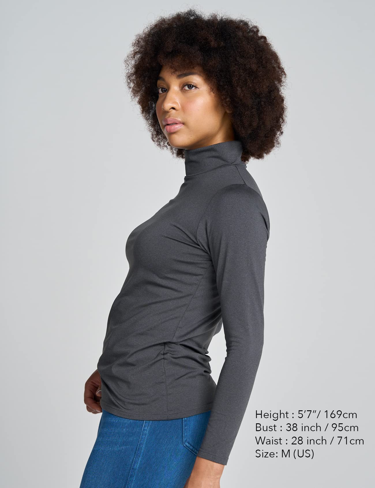 LAPASA Women Mock-Neck Thermal Underwear Top Undershirt Lightweight Fleece Lined Long Sleeve Base Layer Winter Warm Thermoflux 100 Mildly Warm L87 Small Mock Neck: Dark Heather Gray