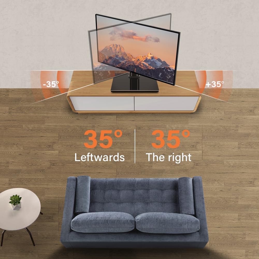 KKTONER Universal TV Stand Table Top TV Stand for 27 to 65 inch Height Adjustable TV Stand Mount with Tempered Glass Base LED tvs Max VEAS 400mm Hold up 77LBs