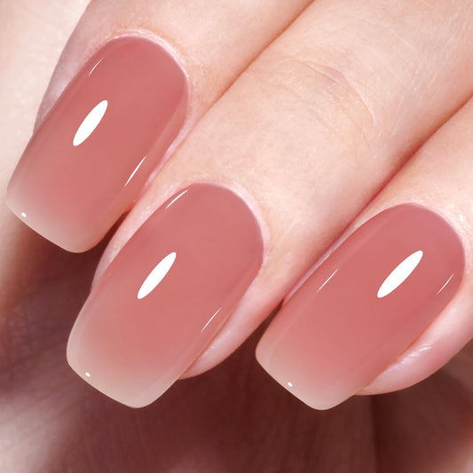 AILLSA Nude Gel Polish Tipsy Red Jelly Gel Nail Polish Sheer Neutral Color Translucent Gel Polish Long Lasting Blush Red Natural Nails Soak Off U V Gel for Nail Art at Home Valentine Gift 0.51 Oz ZD26