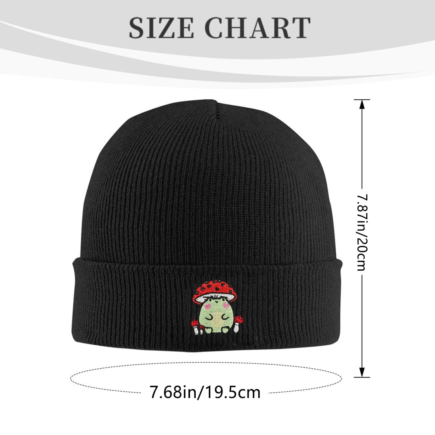 DEKIFNHG Funny Frog Mushroom Embroidered Beanies Hat, Winter Warm Knit Hat for Men and Women Gift