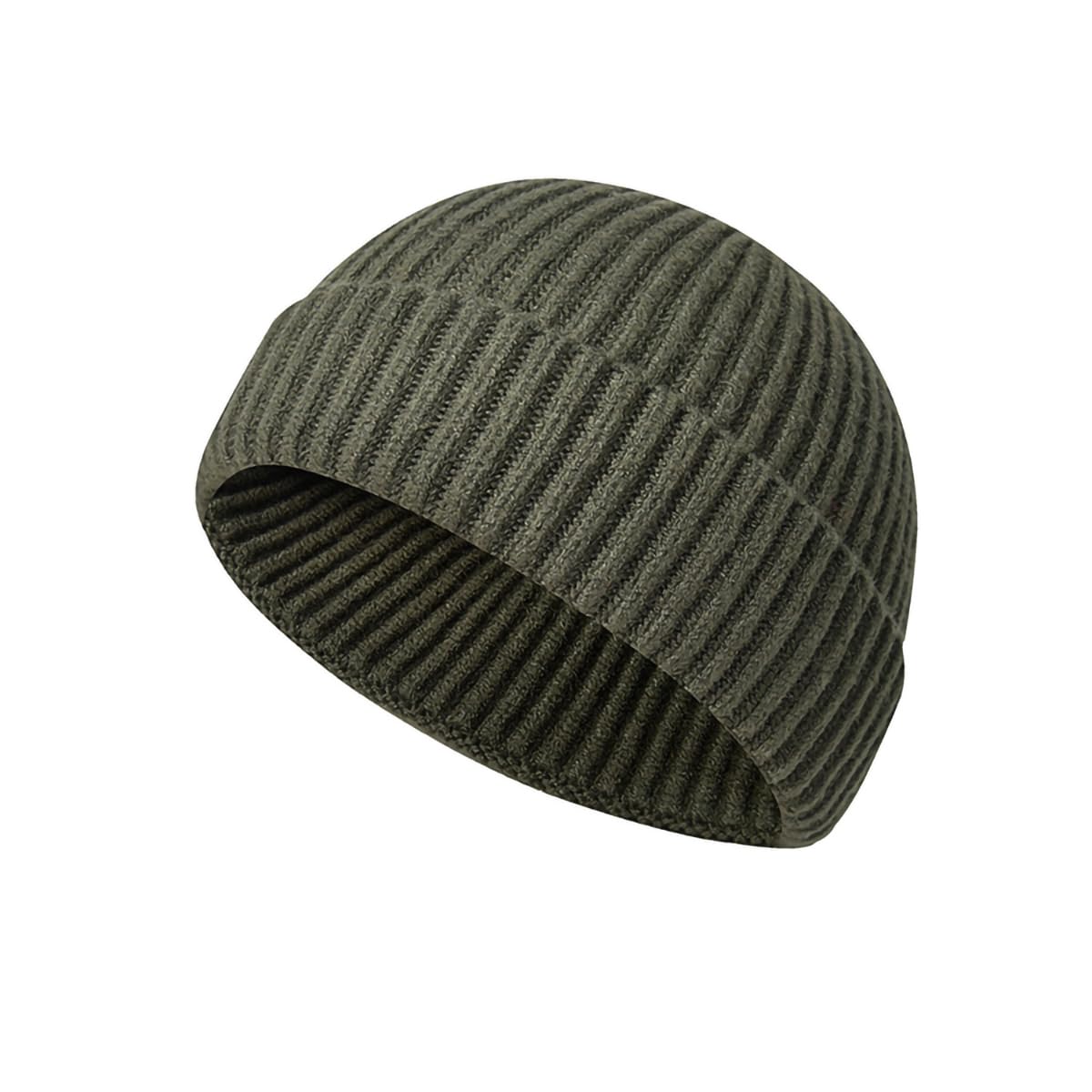 Irzaki Fisherman Beanie for Men Knit Trawler Beanie Short Cuffed Watch Cap for Men Women Green
