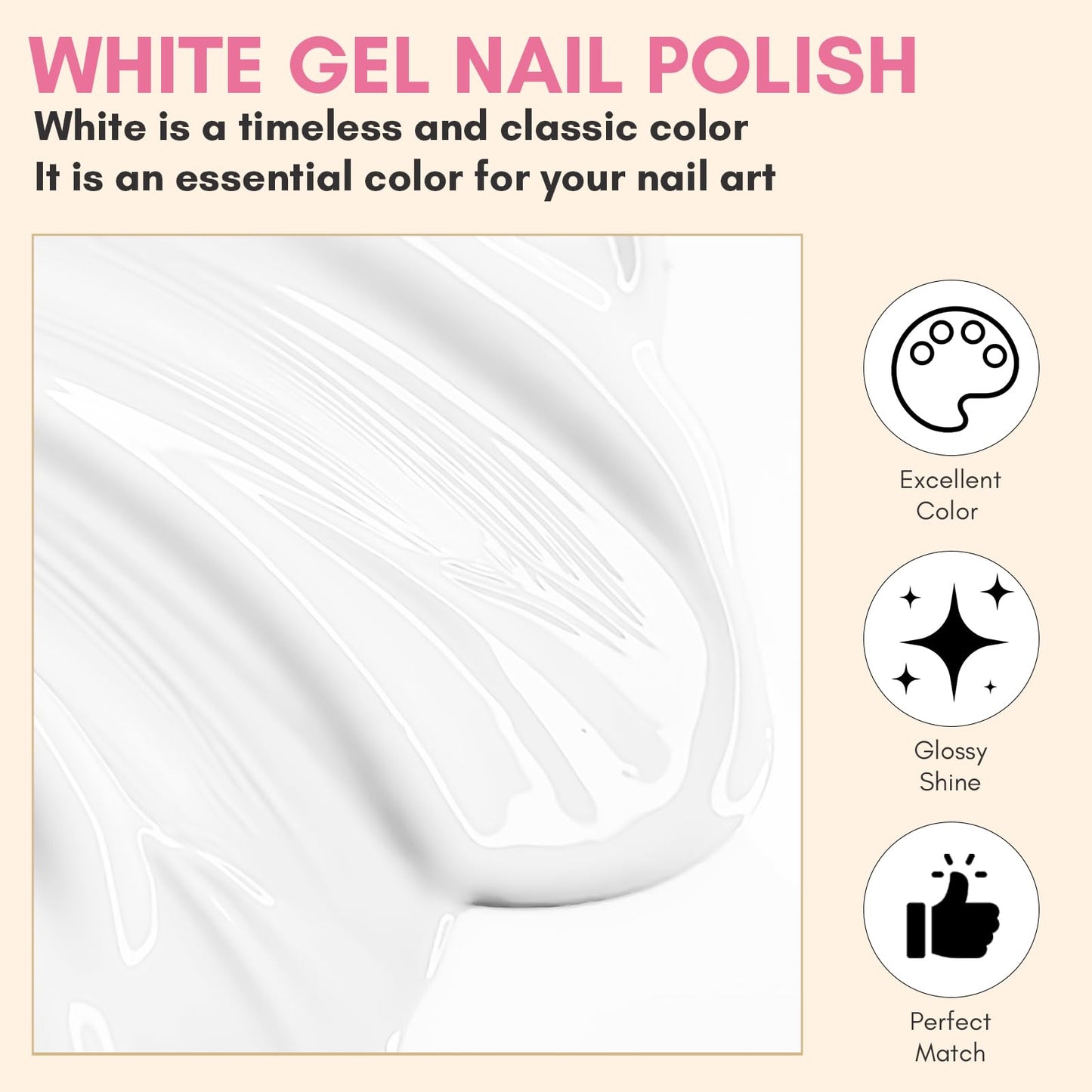 Makartt White Gel Nail Polish 15ml, Soak Off Blanc Gel for UV LED Light, DIY Nail Art, Manicure Designs, Salon & Home Use, Long Lasting and Easy Application