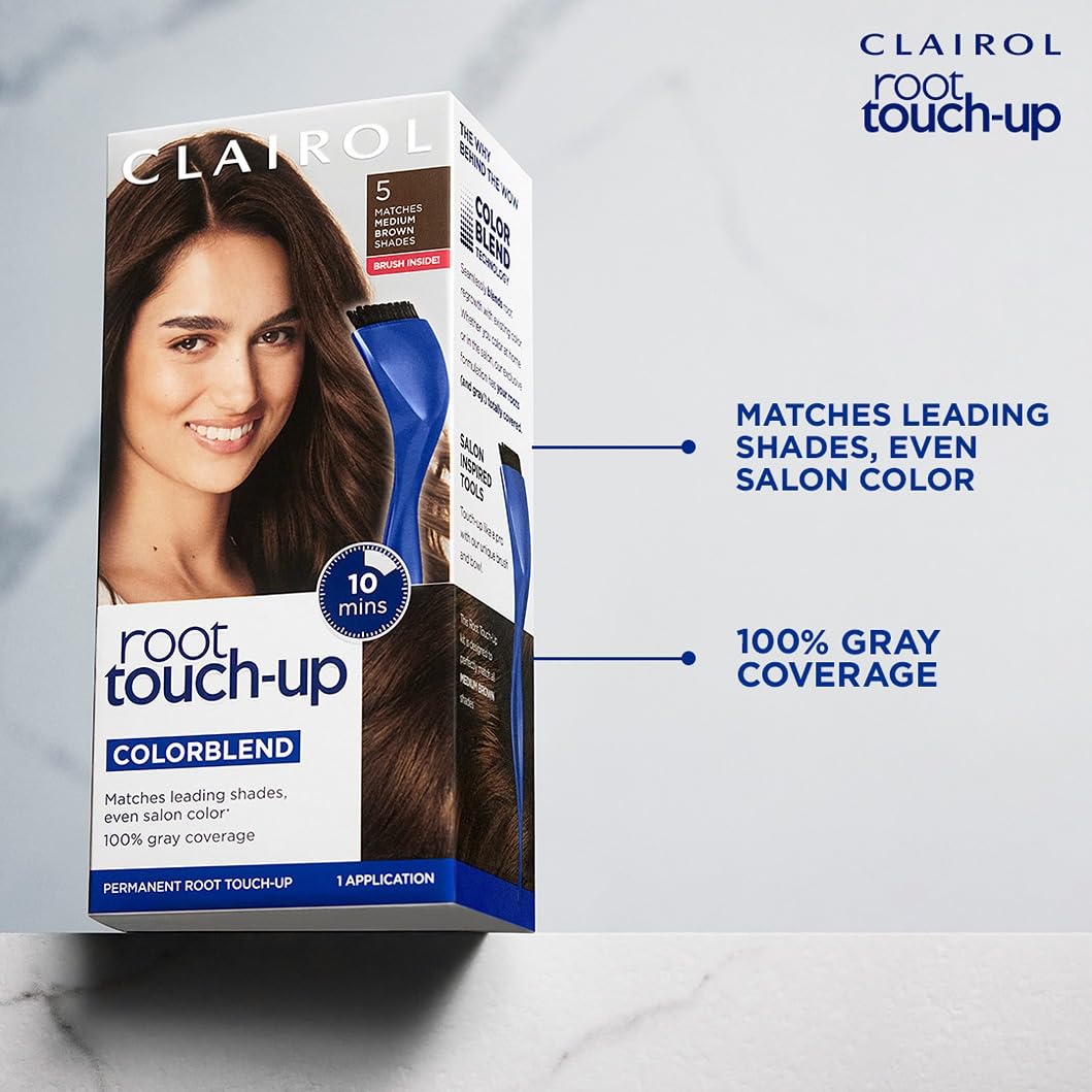 Clairol Root Touch-Up by Nice'n Easy Permanent Hair Dye, 4 Dark Brown Hair Color, Pack of 2