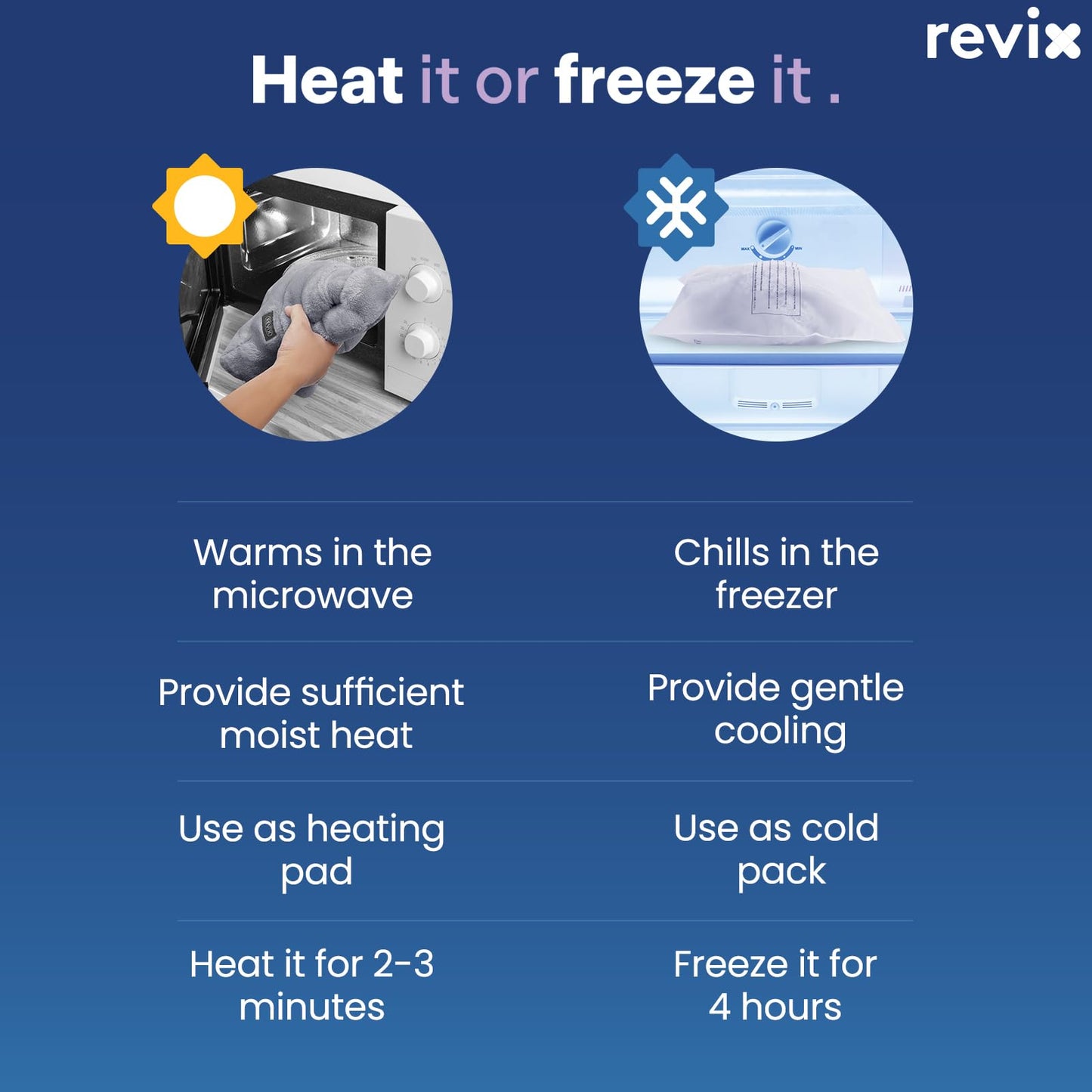 REVIX Microwavable Heating Pad for Neck Shoulders and Back, Microwave Heated Neck Wrap with Moist Heat, Light-Gray