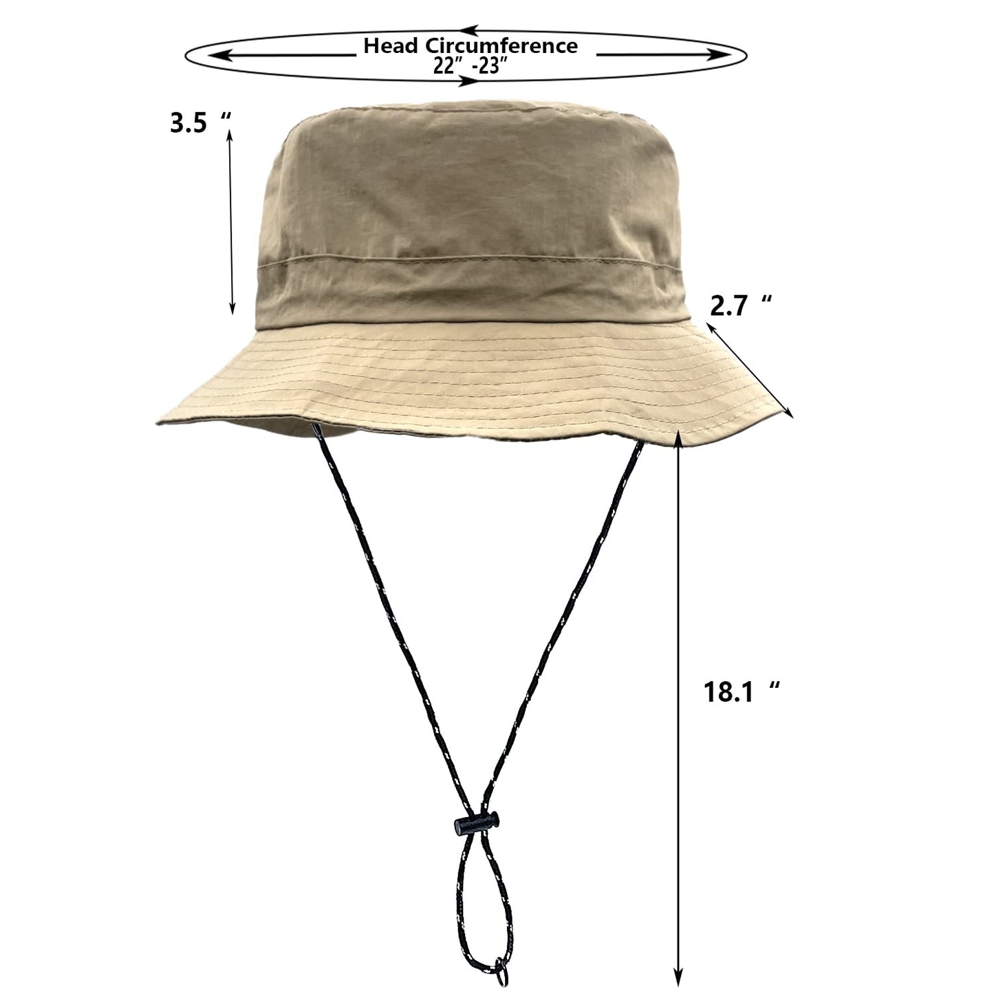 woogwin Waterproof Bucket Rain Hat with Chin Strap Quick Dry Packable Boonie Sun Hat Safari Hat UV Protection(Khaki)