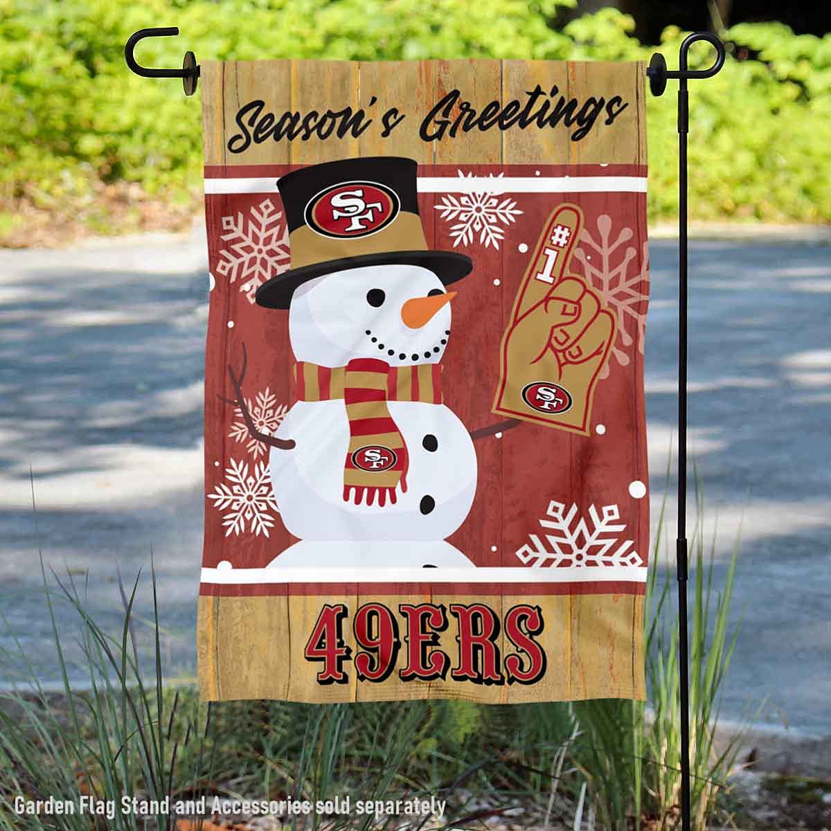 San Francisco 49ers Holiday Winter Snow Garden Flag Double Sided Banner